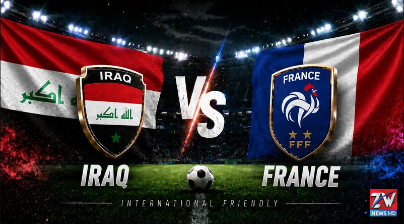 France vs Iraq national football teams compete in an intense FIFA World Cup 2026 group-stage match as players battle for possession on the field.