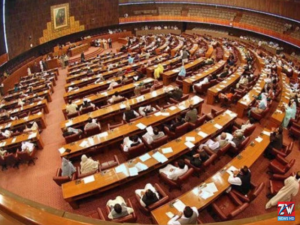 National Assembly session where lawmakers approve Rs9.17 trillion federal spending budget in Pakistan.