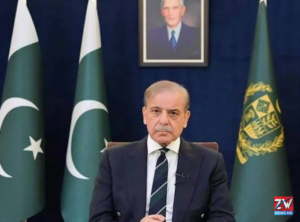 Prime Minister Shehbaz Sharif addressing the media, announcing that US and Iran leaders have signed the “Islamabad MoU.”