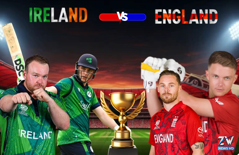 Ireland and England players in action during an intense international cricket match, showcasing the historic rivalry between the two neighboring nations.