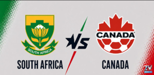 South Africa and Canada players compete during the FIFA World Cup 2026 Round of 32 match as Canada secures a 1-0 victory.