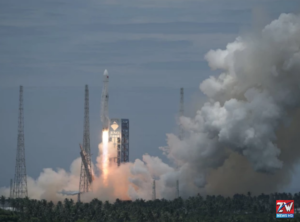 China tests a new method to recover a rocket part from the sea during a space technology experiment.