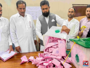 PML-N supporters celebrating lead in AJK elections after winning 9 of 13 Mirpur seats